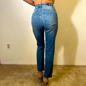 KUT from the Kloth high rise distressed straight leg jeans